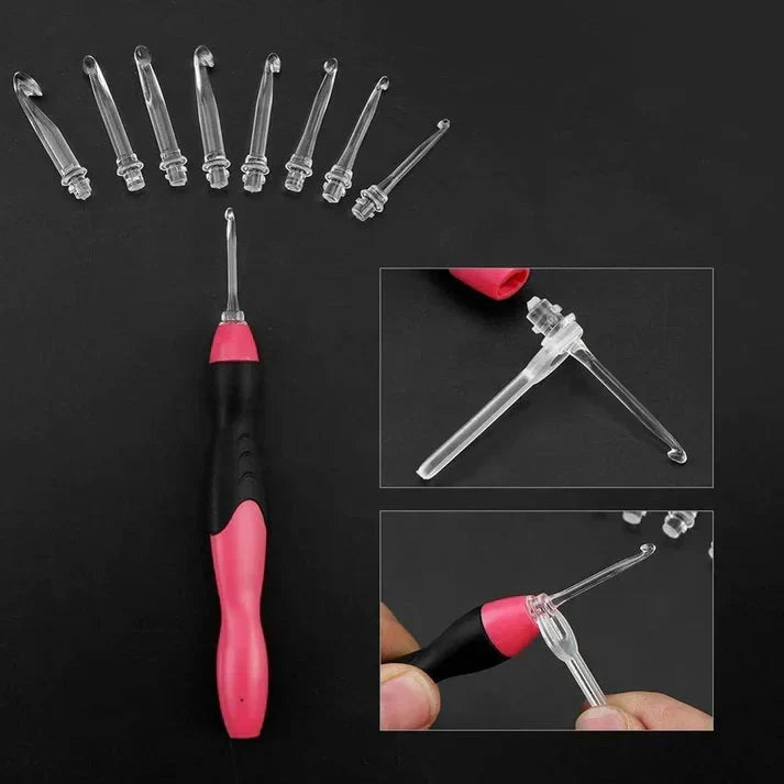 Ensemble de crochets lumineux à têtes interchangeables rechargeable USB
