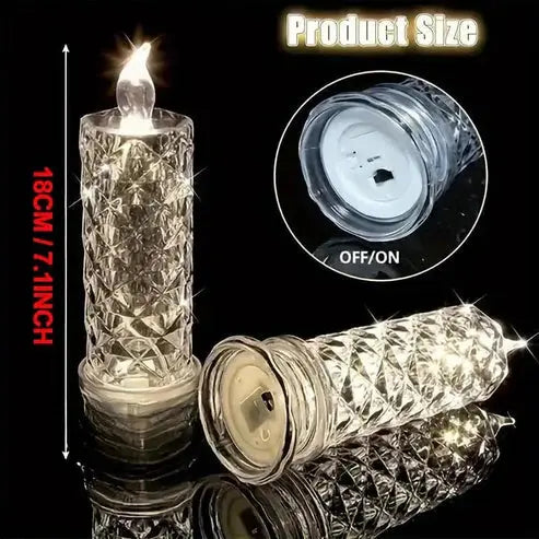 Bougies LED à aspect cristal, lumière blanc chaud, lot de 4