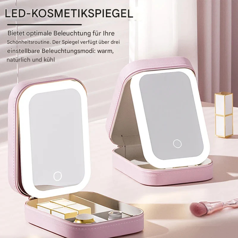 Boîte à maquillage avec miroir LED rechargeable à 3 éclairages