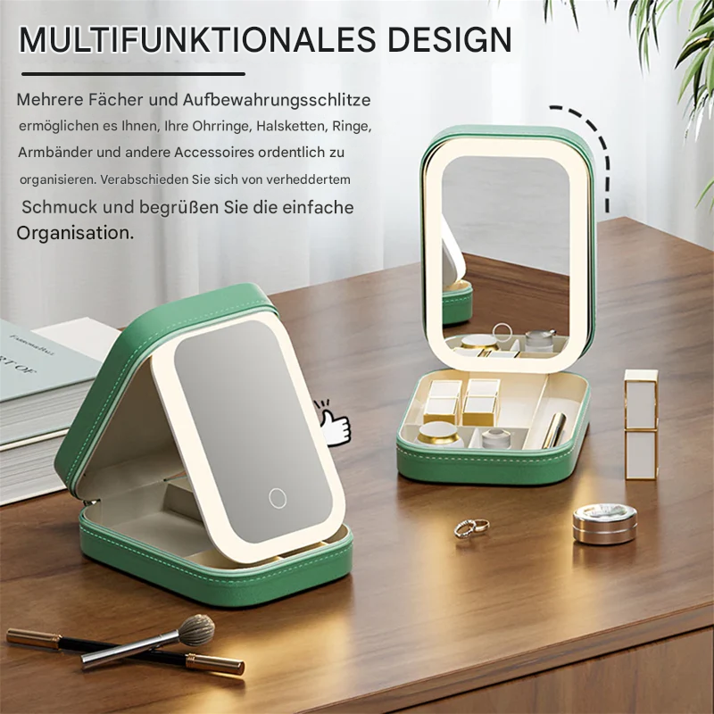 Boîte à maquillage avec miroir LED rechargeable à 3 éclairages