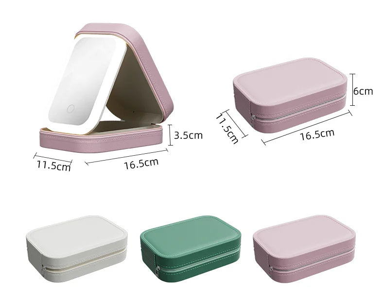 Boîte à maquillage avec miroir LED rechargeable à 3 éclairages