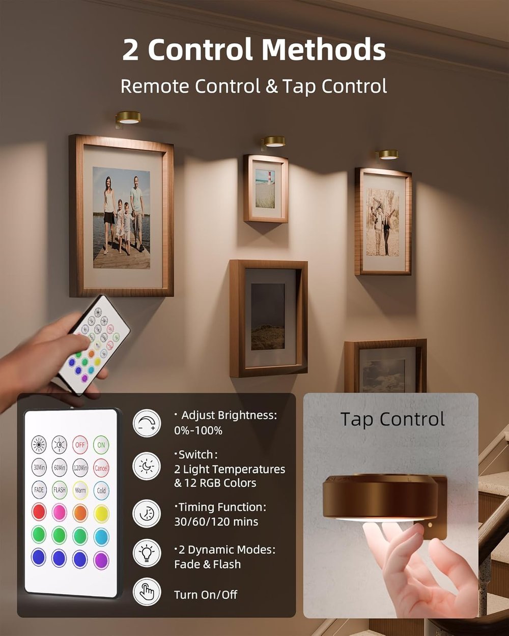 Éclairage LED pour tableau à fixation magnétique rechargeable USB