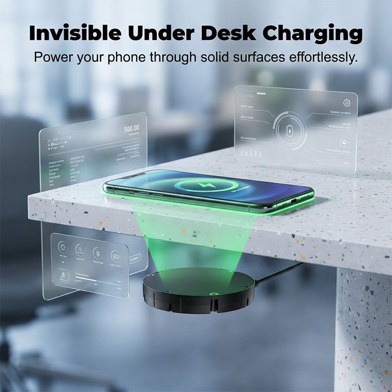 Chargeur sans fil à fixer sous un plateau non métallique
