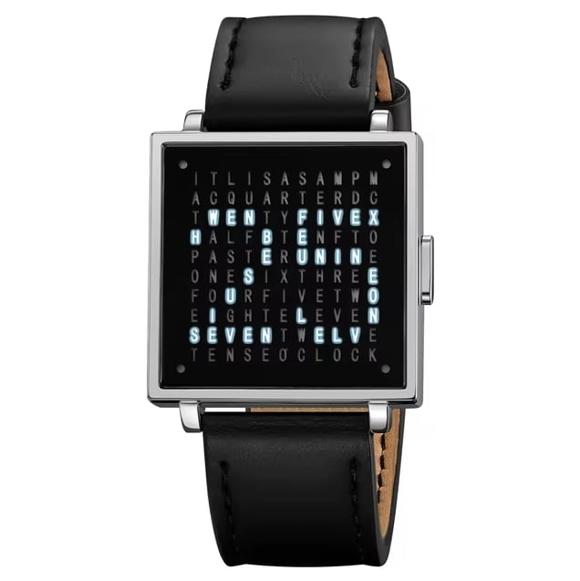 Montre-bracelet en acier à affichage lumineux de l’heure en mots