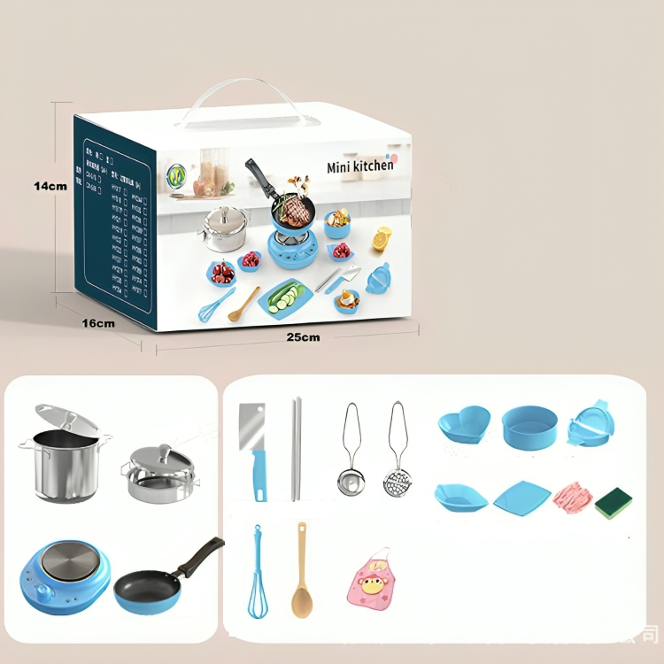 Ensemble de mini-cuisine avec plaque électrique et ustensiles