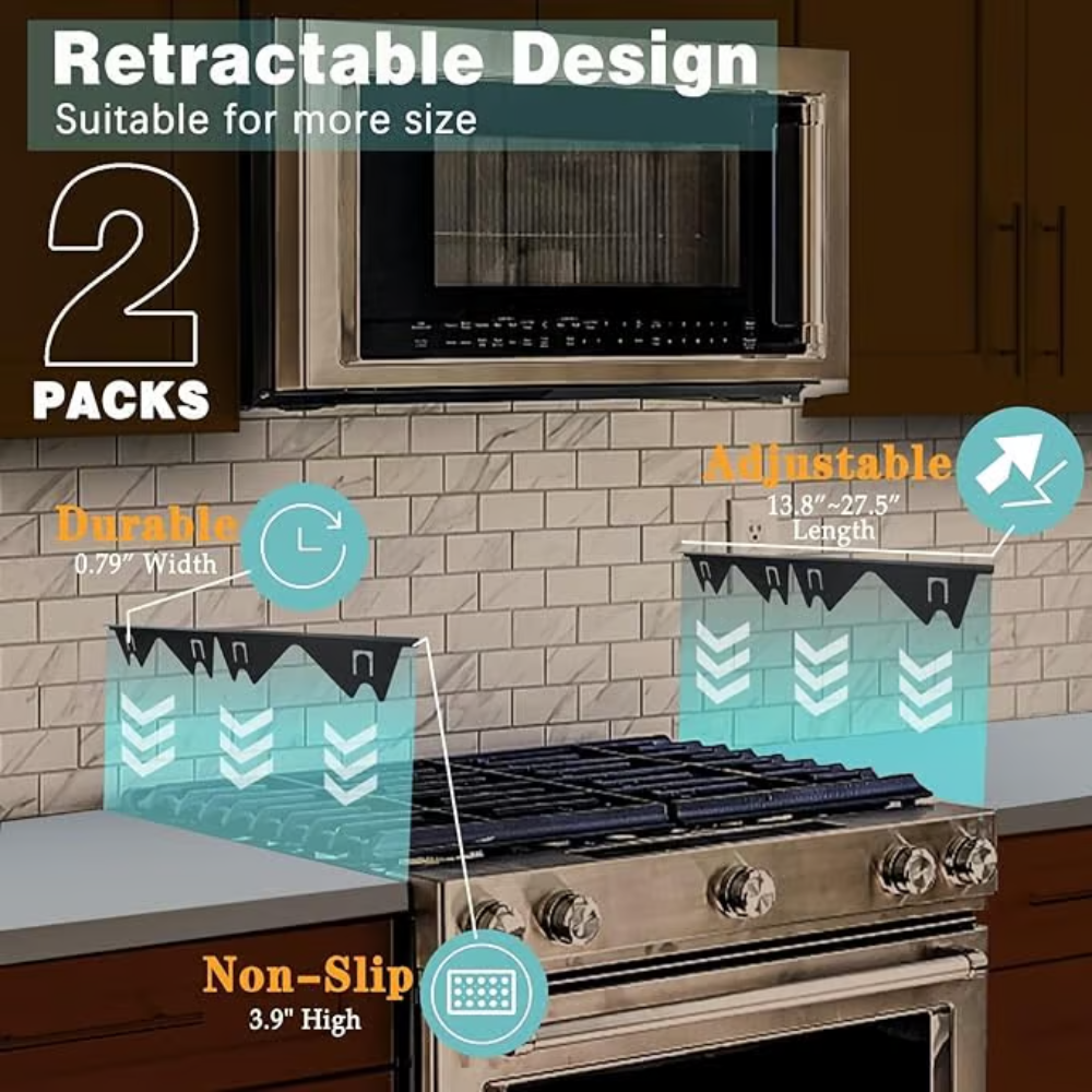 Cache-espace télescopique en inox pour cuisinière et plan de travail