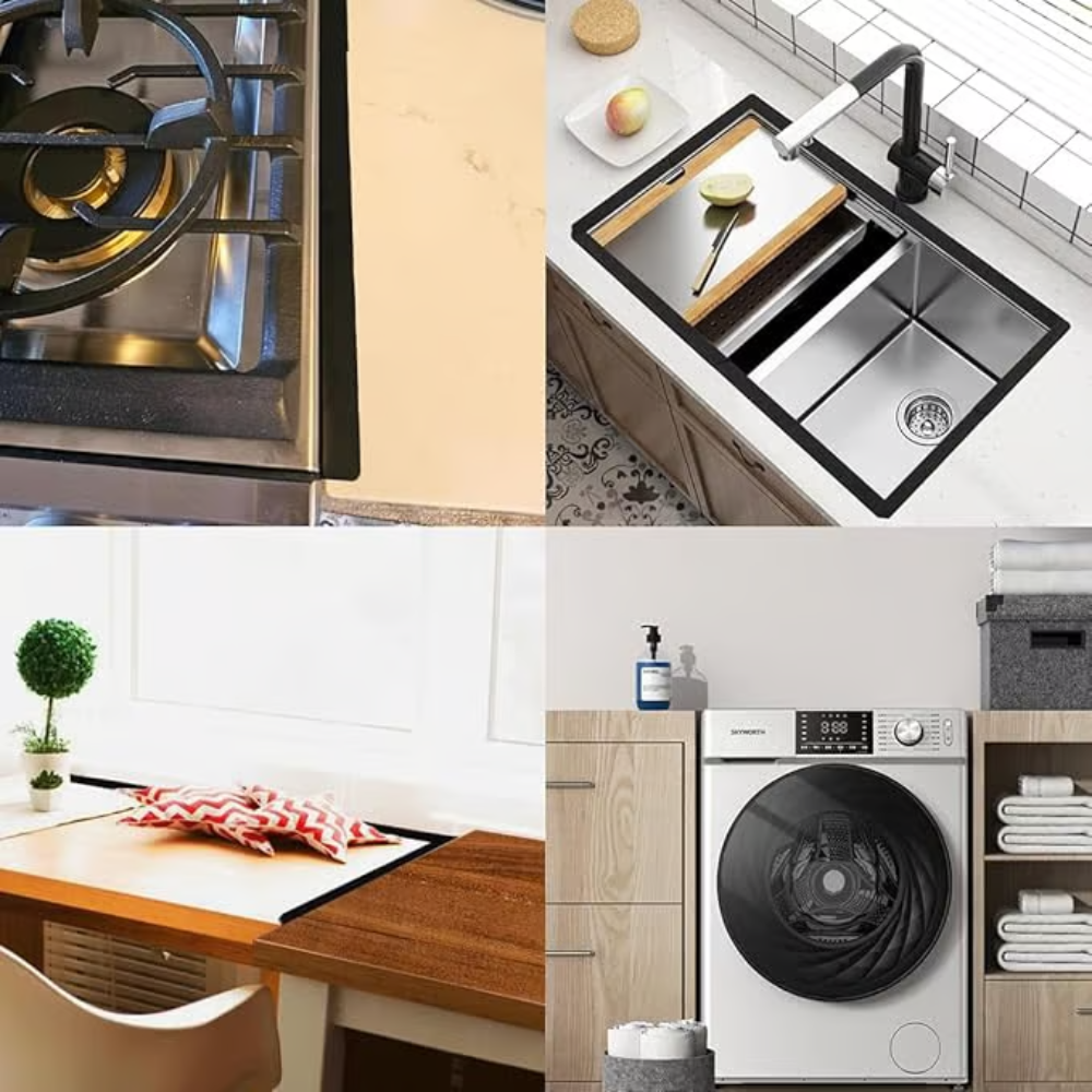 Cache-espace télescopique en inox pour cuisinière et plan de travail