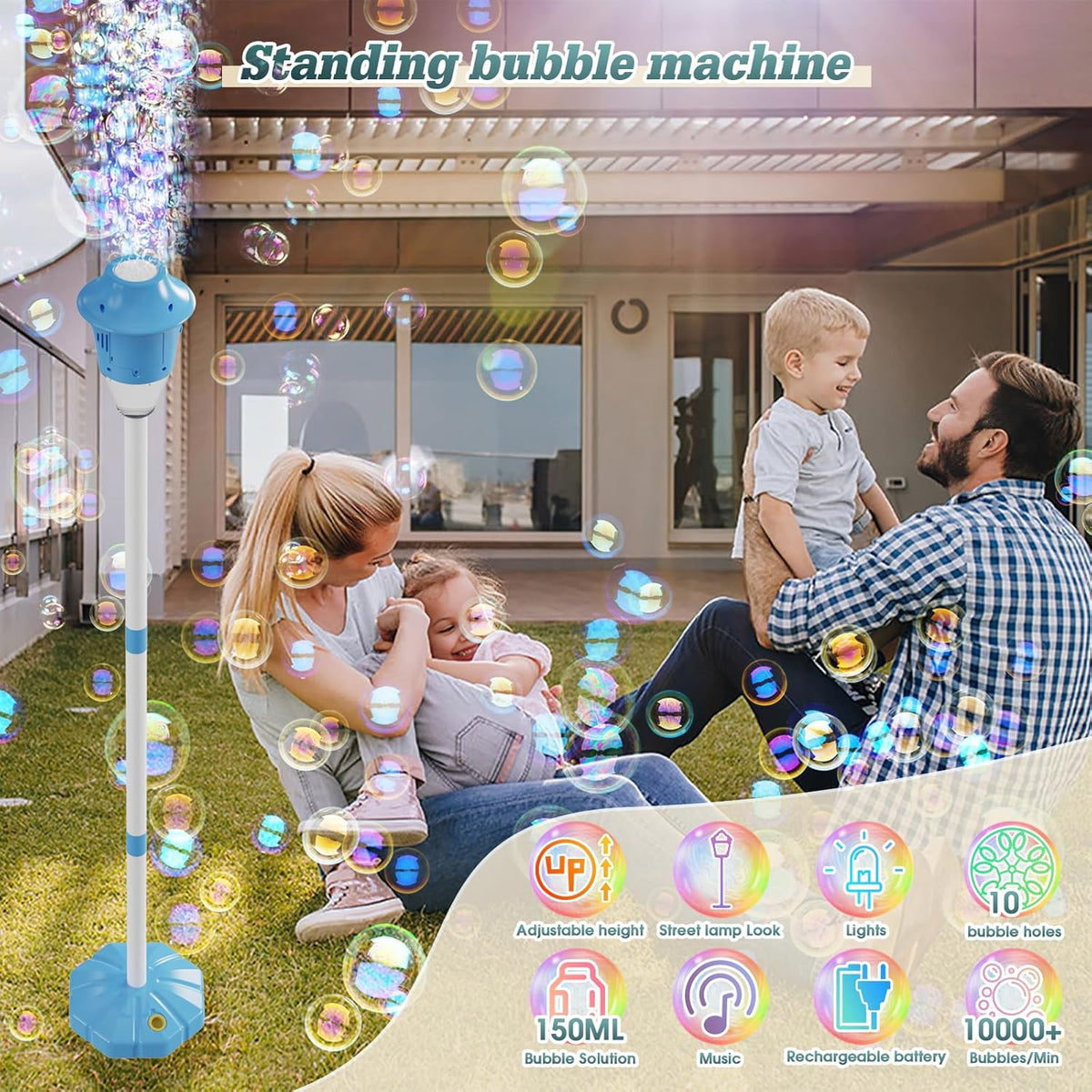 Machine à bulles en forme de lampadaire rechargeable