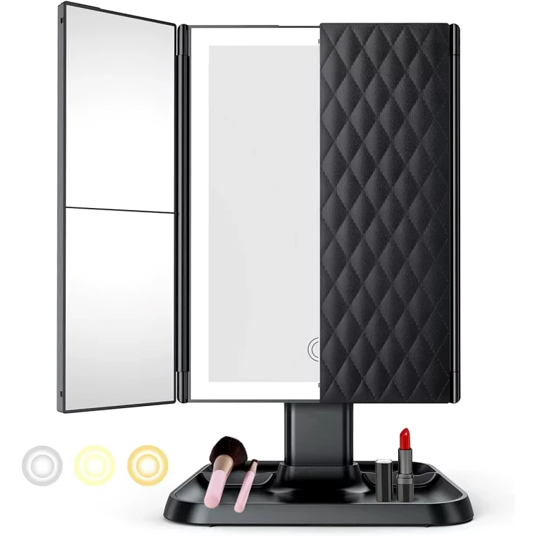 Miroir de maquillage pliable à LED rechargeable USB-C