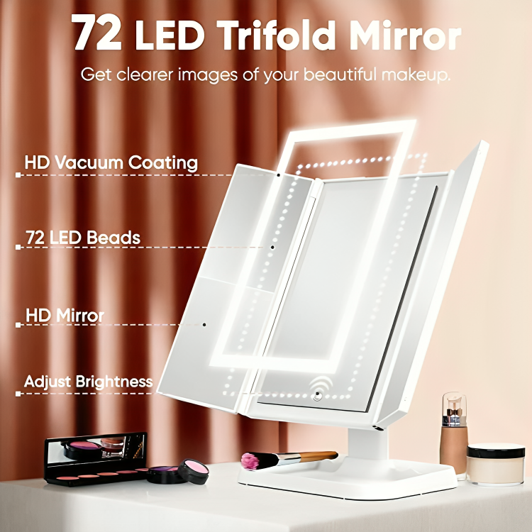 Miroir de maquillage pliable à LED rechargeable USB-C