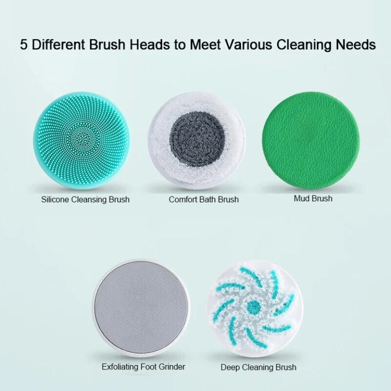 Brosse de douche électrique à tête rotative et manche long