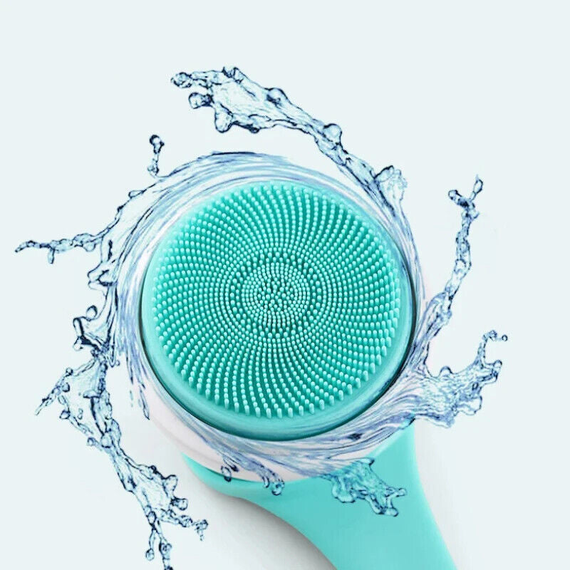 Brosse de douche électrique à tête rotative et manche long