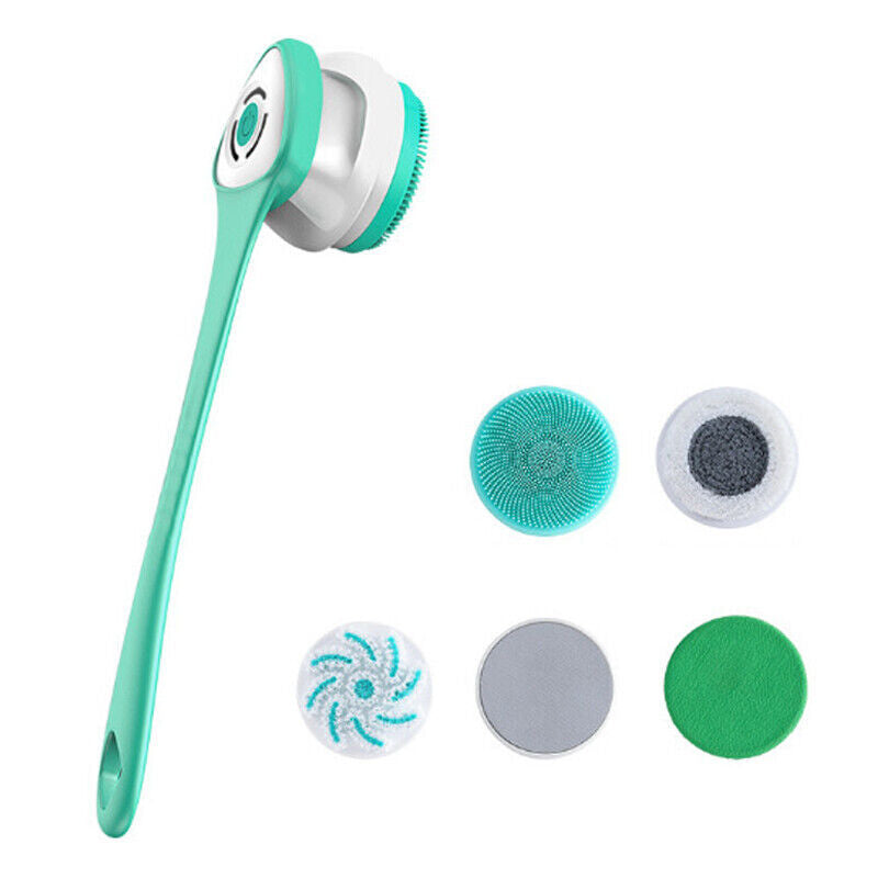 Brosse de douche électrique à tête rotative et manche long