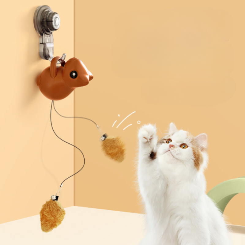 Felineau Écureuil Roulant Peluche Interactif - Course Poursuite Amusante