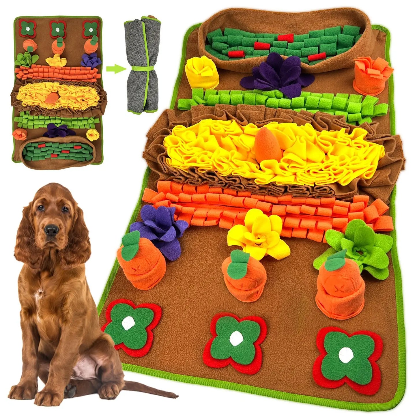 Felineau Tapis de Fouille Chien et Chat, Jouet Interactif Anti-Glouton en Polaire pour Friandises et