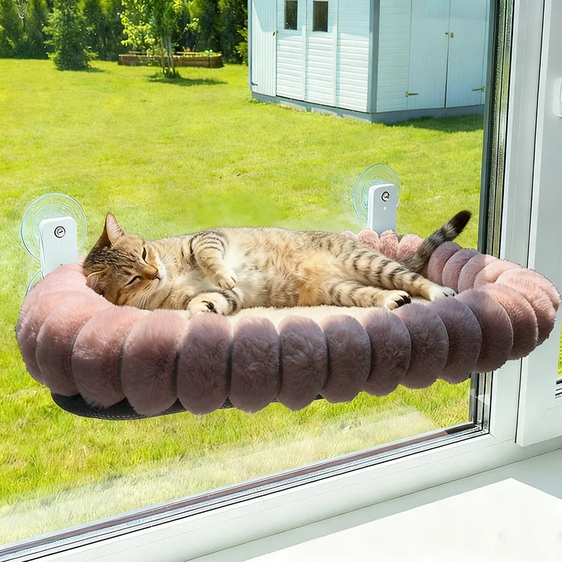 Felineau Hamac de Fenêtre pour Chat Pliable avec Ventouses Renforcées et Housse Réversible