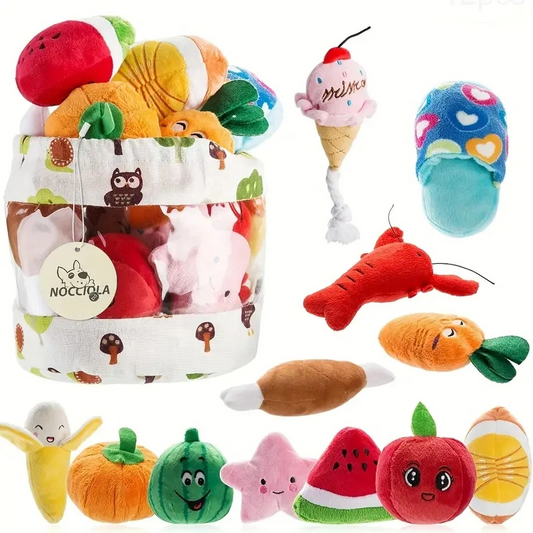Felineau Lot de 12 Jouets en Peluche pour Chien - Collection Complète