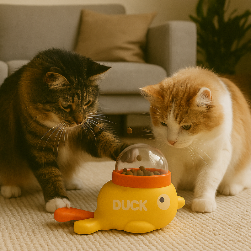 Felineau Puzzle Canard Distributeur de Friandises pour Chat