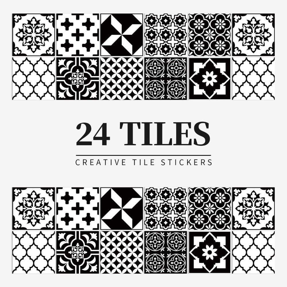 Lot de 24 stickers muraux à motif de carrelage