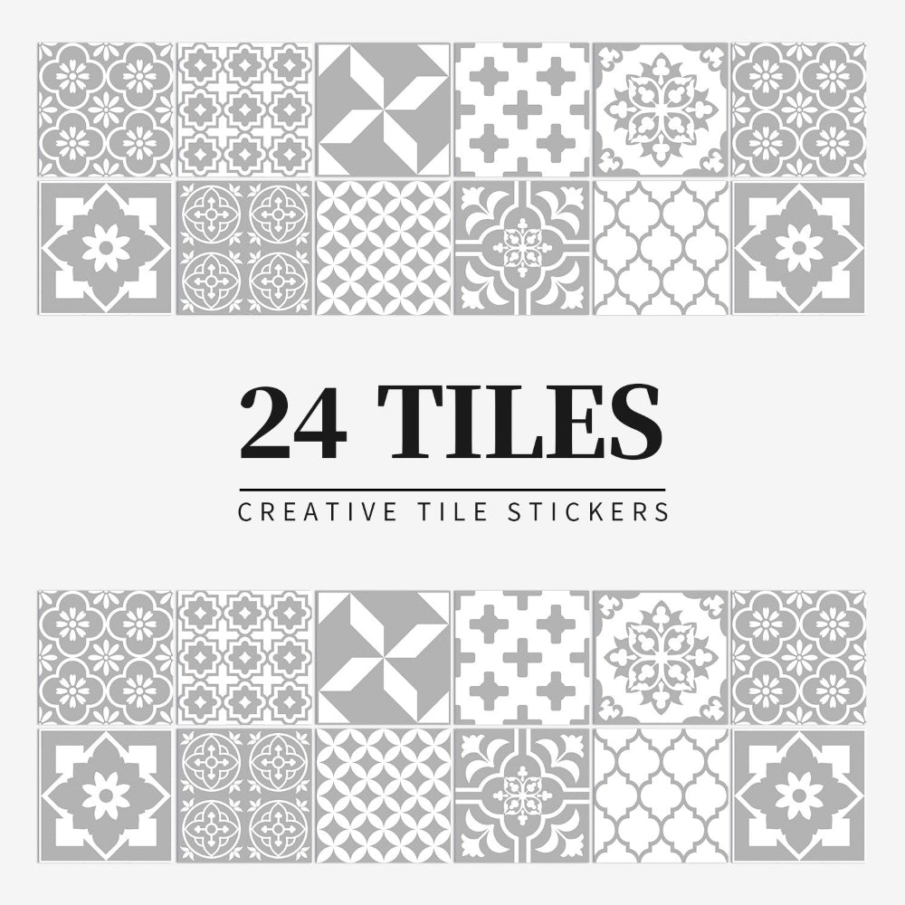 Lot de 24 stickers muraux à motif de carrelage