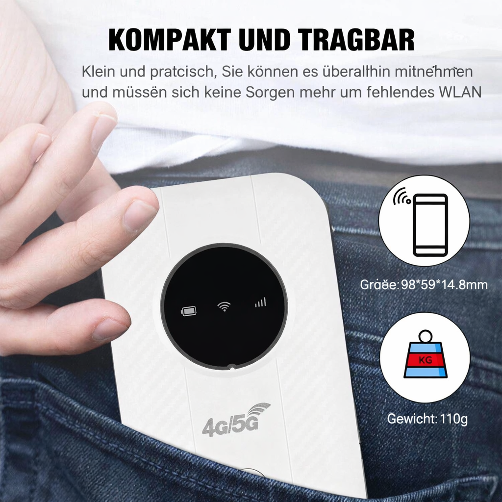 Routeur Wi-Fi mobile 4G LTE rechargeable 2 100 mAh