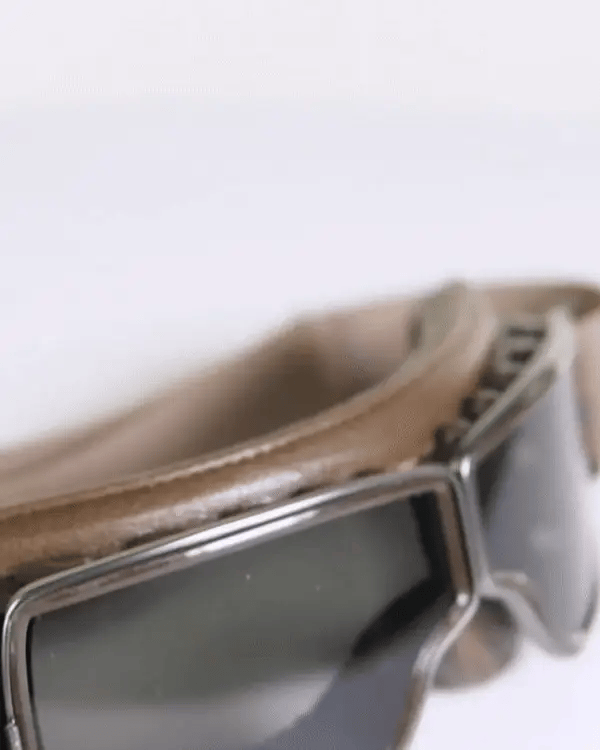 Lunettes de moto rétro à verres polycarbonate et sangle réglable