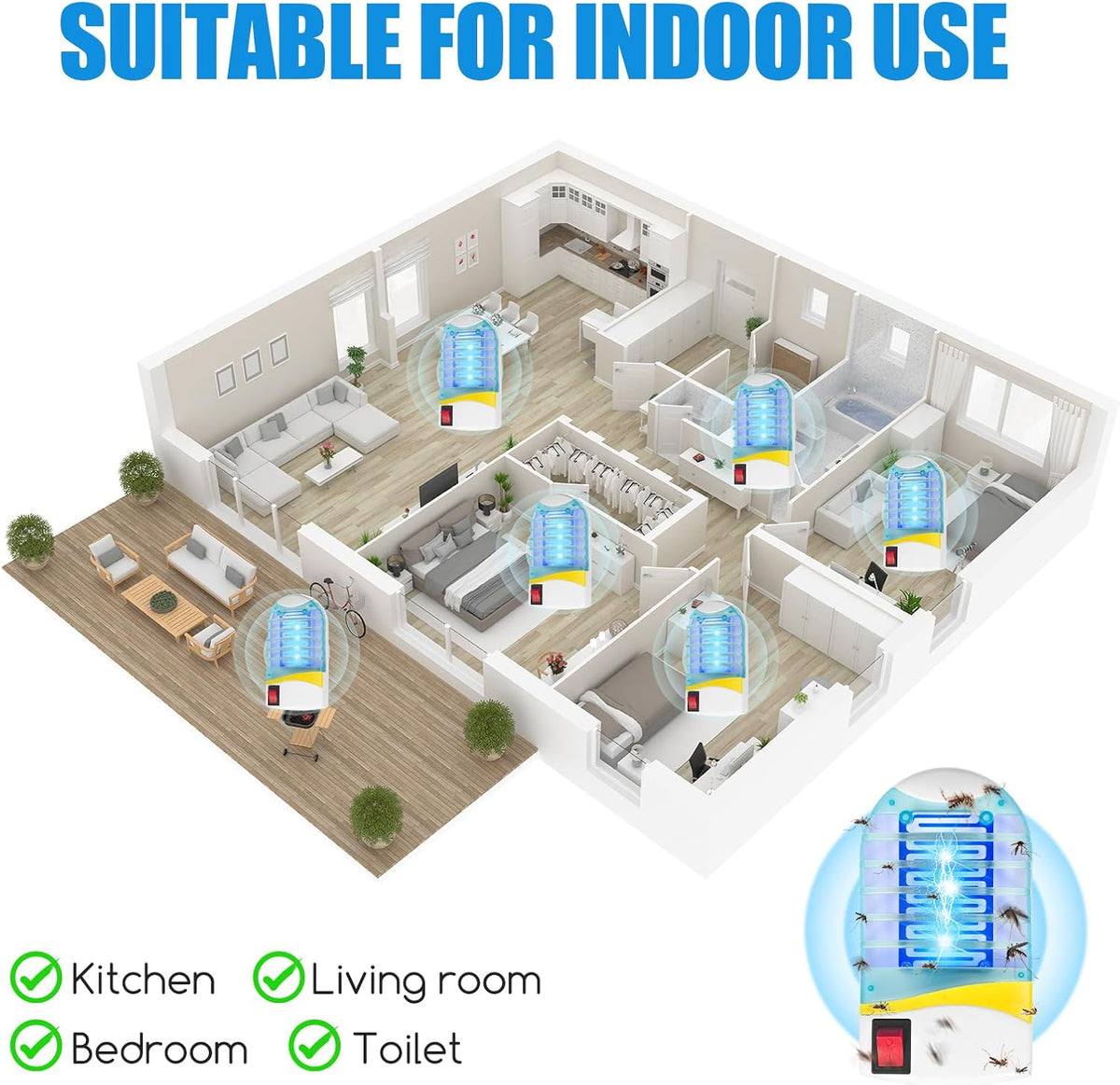 Lampe anti-insectes UV d’intérieur sur secteur