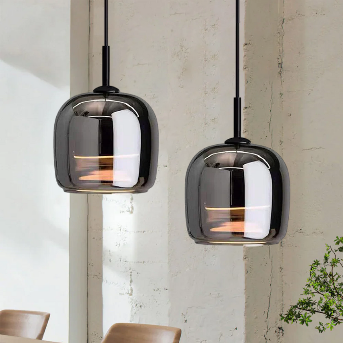 Suspension en fer et verre avec douille E27