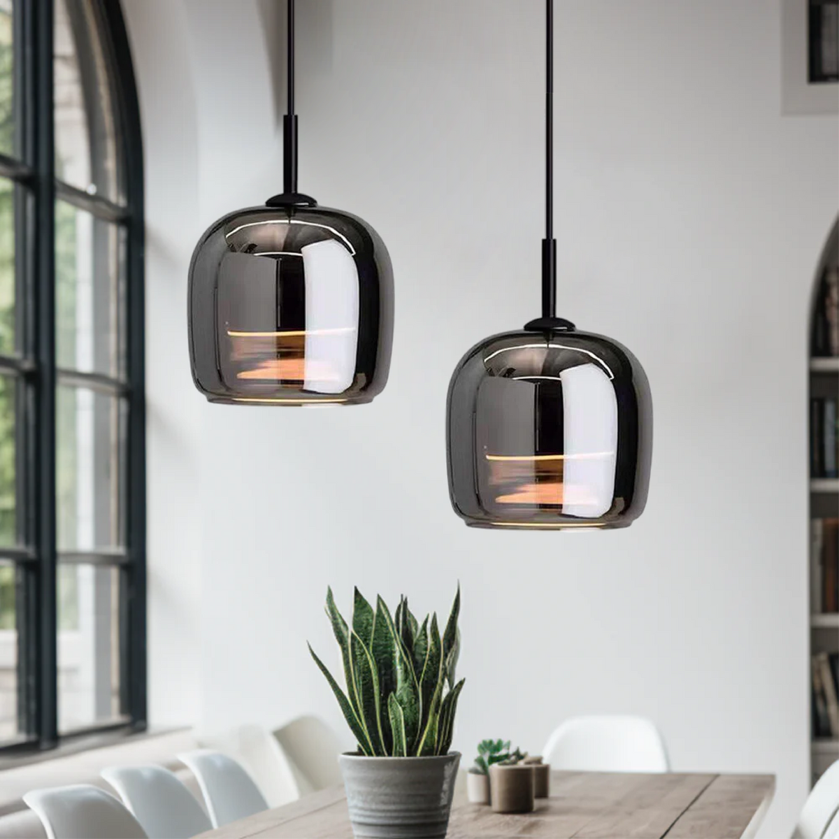 Suspension en fer et verre avec douille E27
