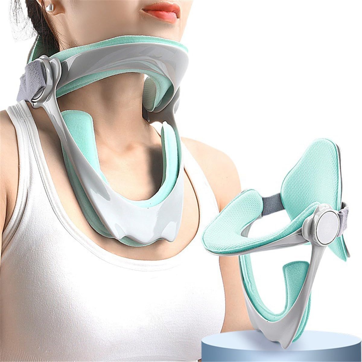 Support cervical gonflable réglable avec sangle