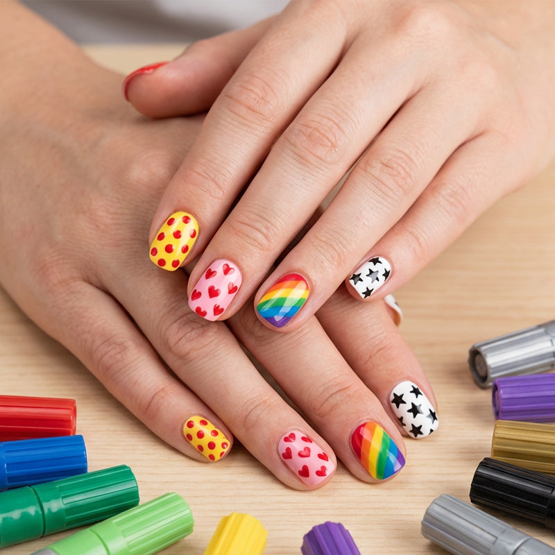 Feutres de décoration des ongles à double pointe – 24 couleurs