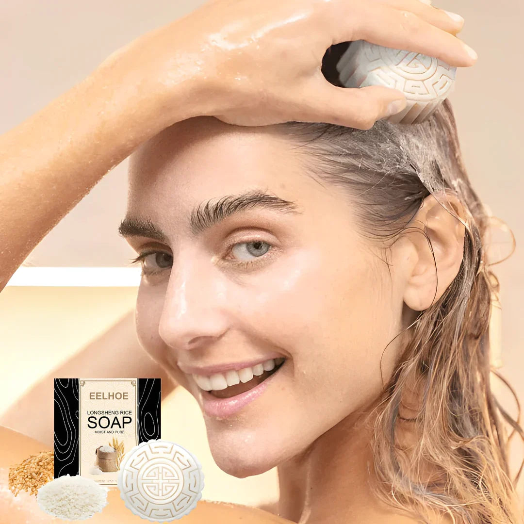 Shampoing solide à l’eau de riz fermentée, parfum musc-vanille