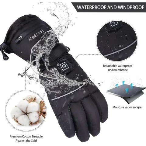 Gants chauffants unisexes noirs