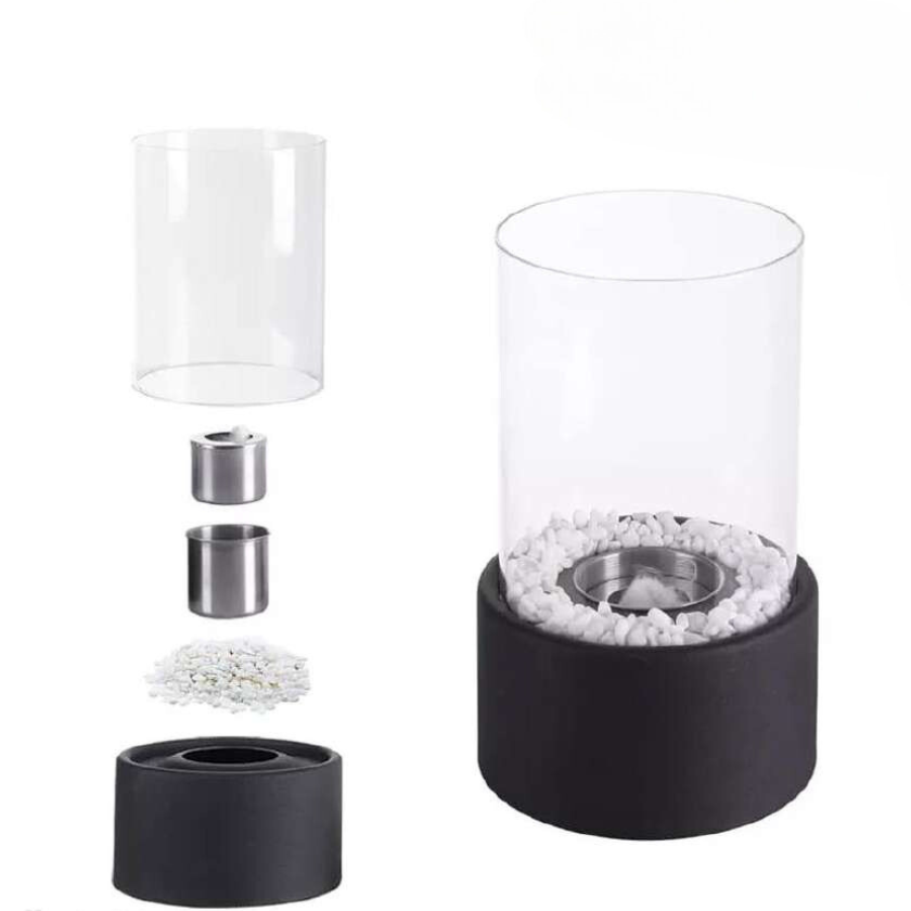 Lampe à combustible avec cylindre en verre et éteignoir