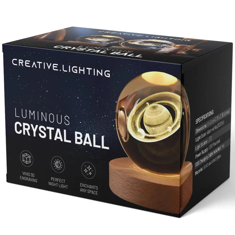 Lampe boule décorative à motif cosmique et LED chaude