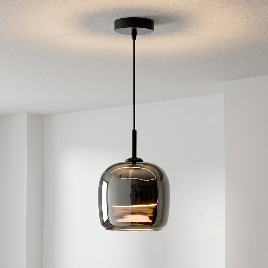 Suspension en verre teinté avec douille E27