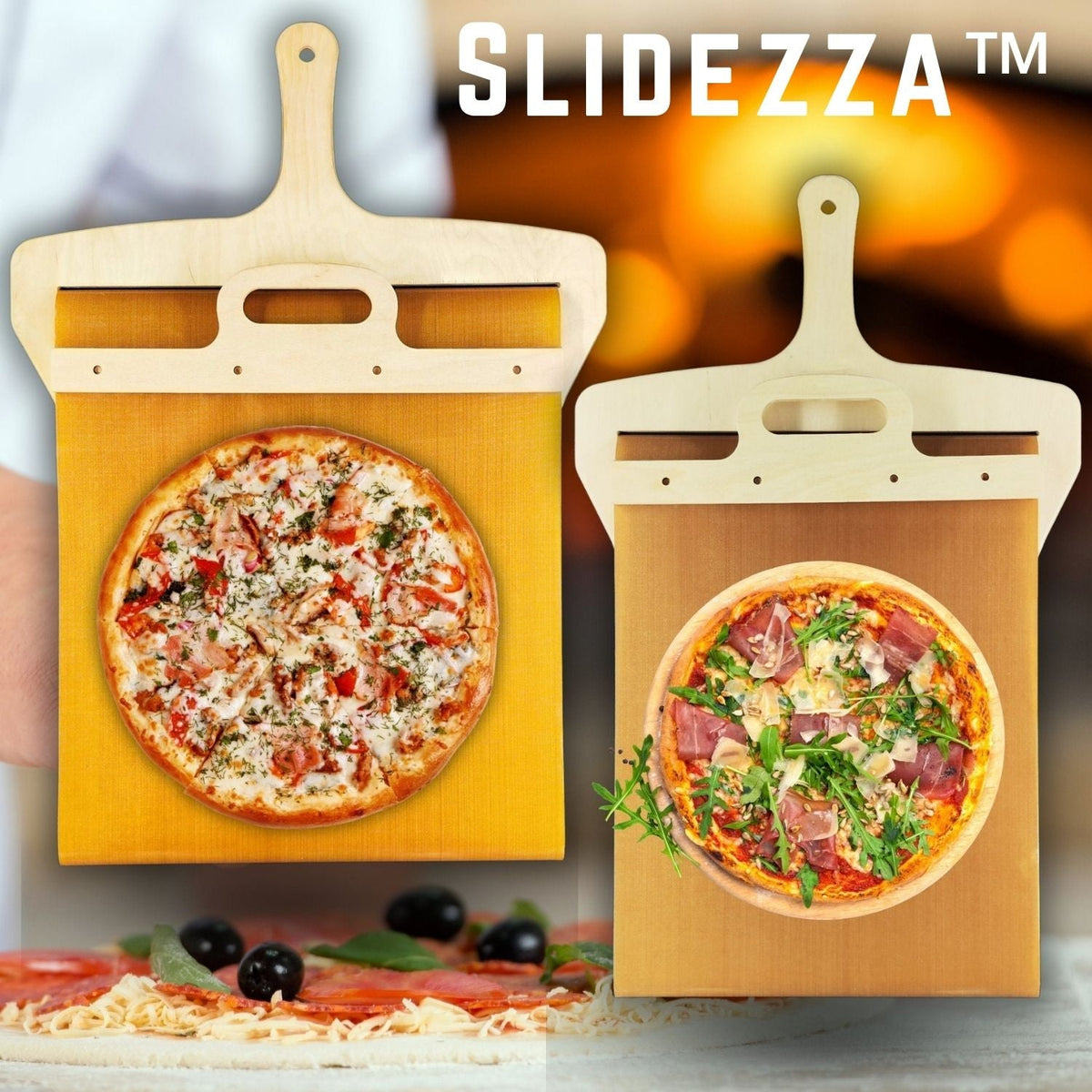 Pelle à pizza coulissante avec accessoire de glissement