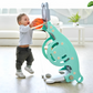 Ensemble de jeu avec toboggan, panier de basket et bascule