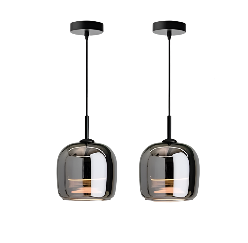 Suspension en fer et verre avec douille E27