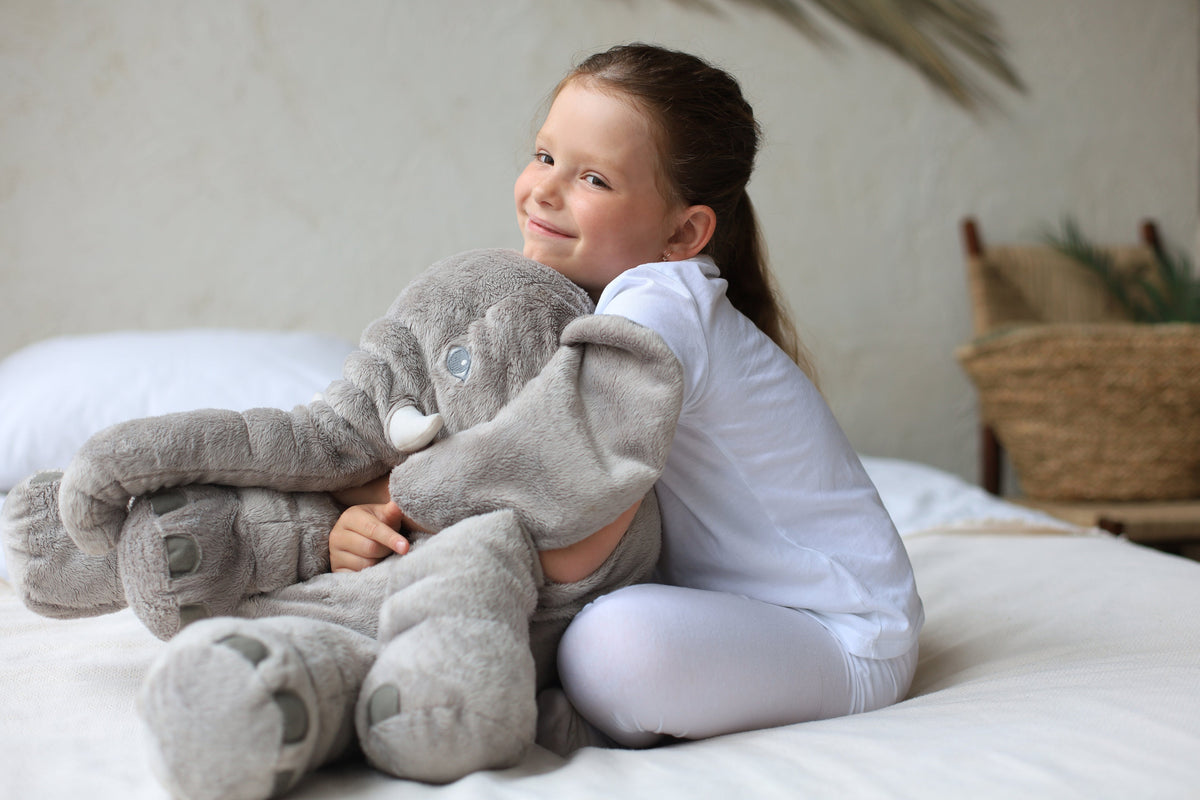 Coussin éléphant en peluche rembourré, 40 ou 60 cm