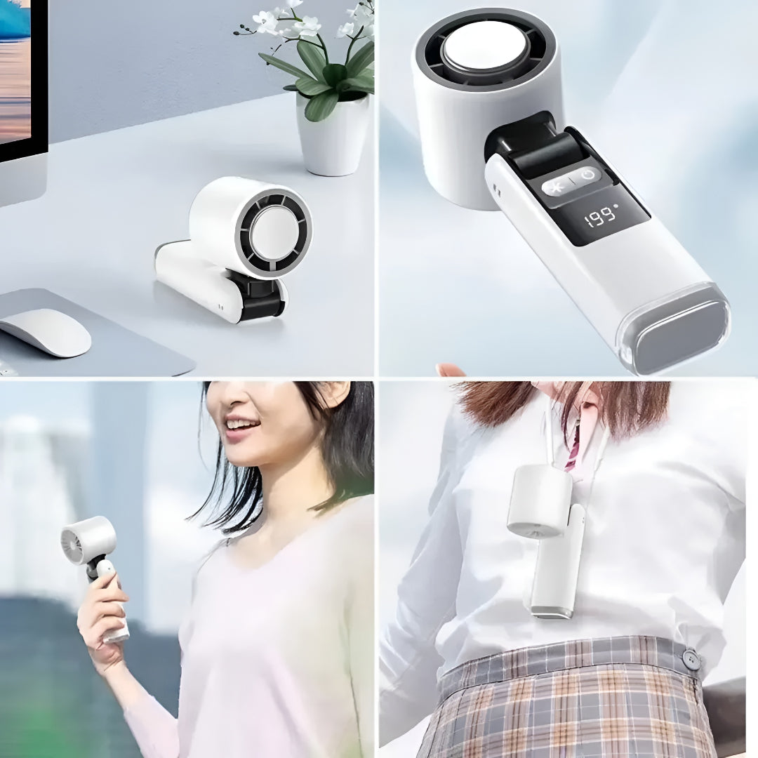 Ventilateur à main rechargeable USB-C avec affichage numérique