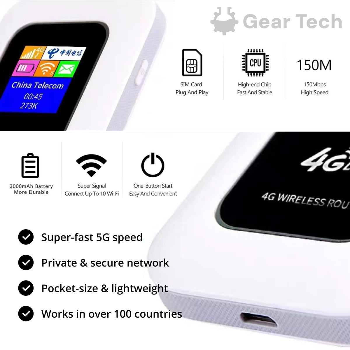 Routeur Wi-Fi mobile 4G LTE rechargeable