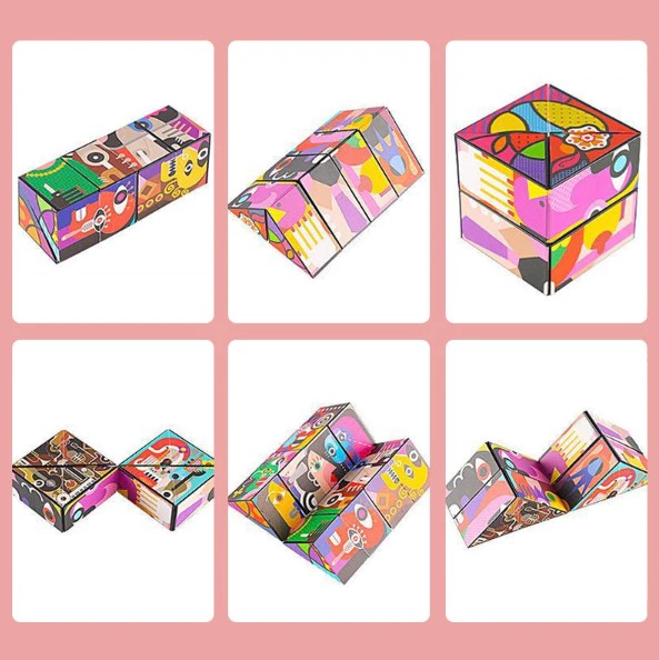 Cube transformable en ABS à motifs colorés