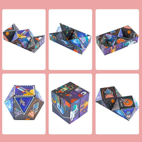 Cube transformable en ABS à motifs colorés