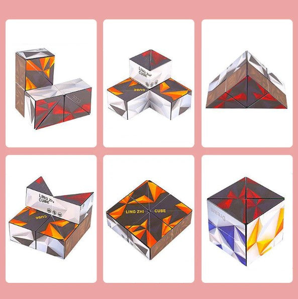 Cube transformable en ABS à motifs colorés