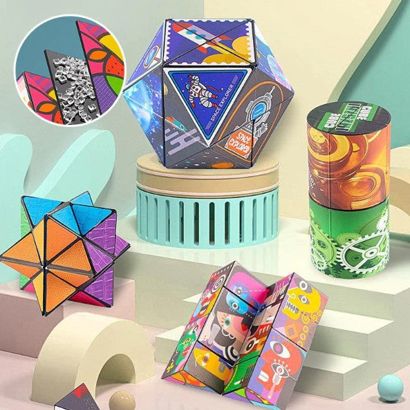 Cube transformable en ABS à motifs colorés