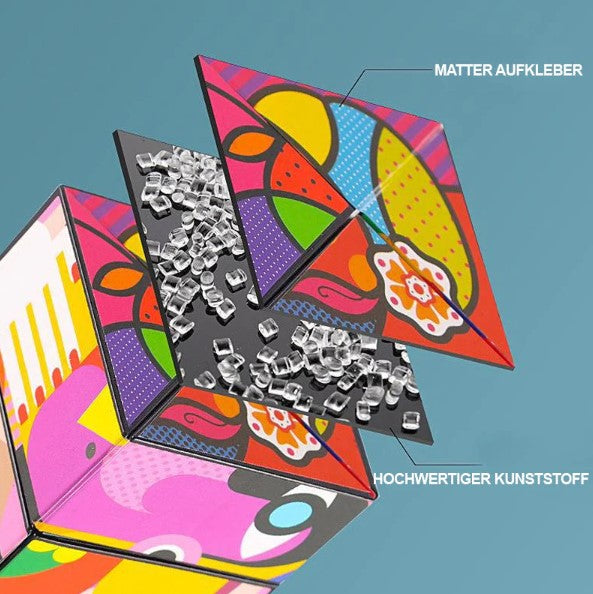 Cube transformable en ABS à motifs colorés