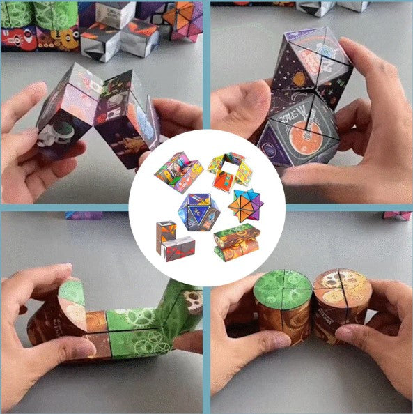 Cube transformable en ABS à motifs colorés