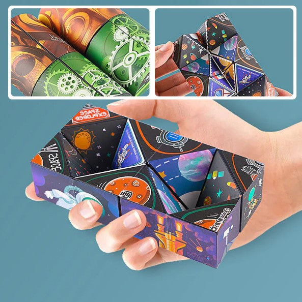 Cube transformable en ABS à motifs colorés