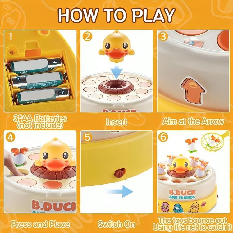 Jeu de capture d’œufs avec canard et 2 filets